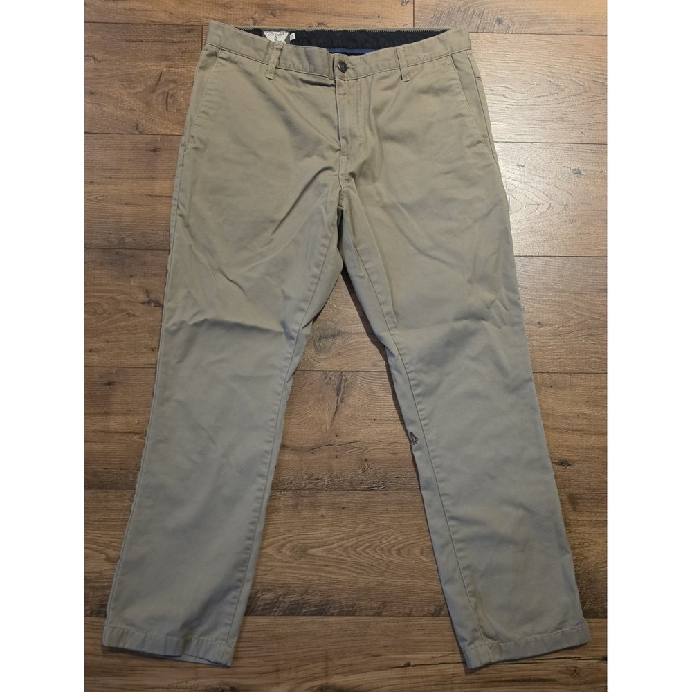 Volcom Pants Mens 34 Beige Casual Chino Straight Leg Surf  Skate Casual (33x29)